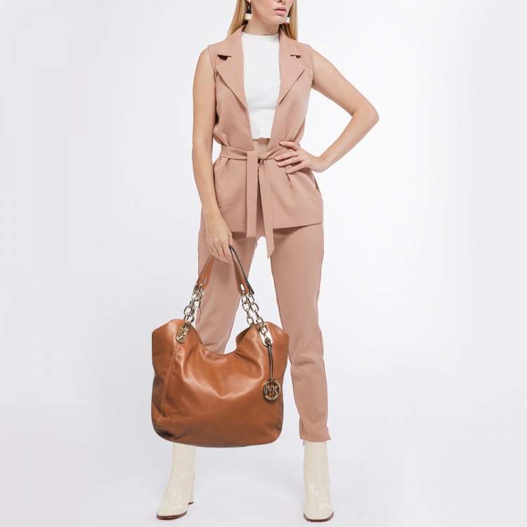 مملوكة مسبقًا MICHAEL Michael Kors Brown Leather Large Lilly Tote