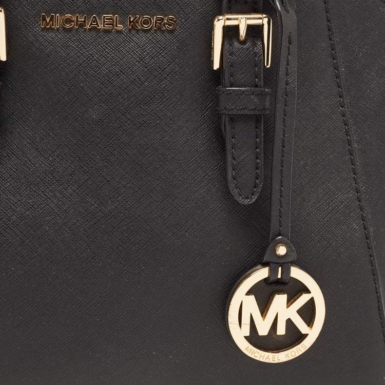 Pre Owned MICHAEL Michael Kors Black Saffiano Lux Leather Ciara Satchel