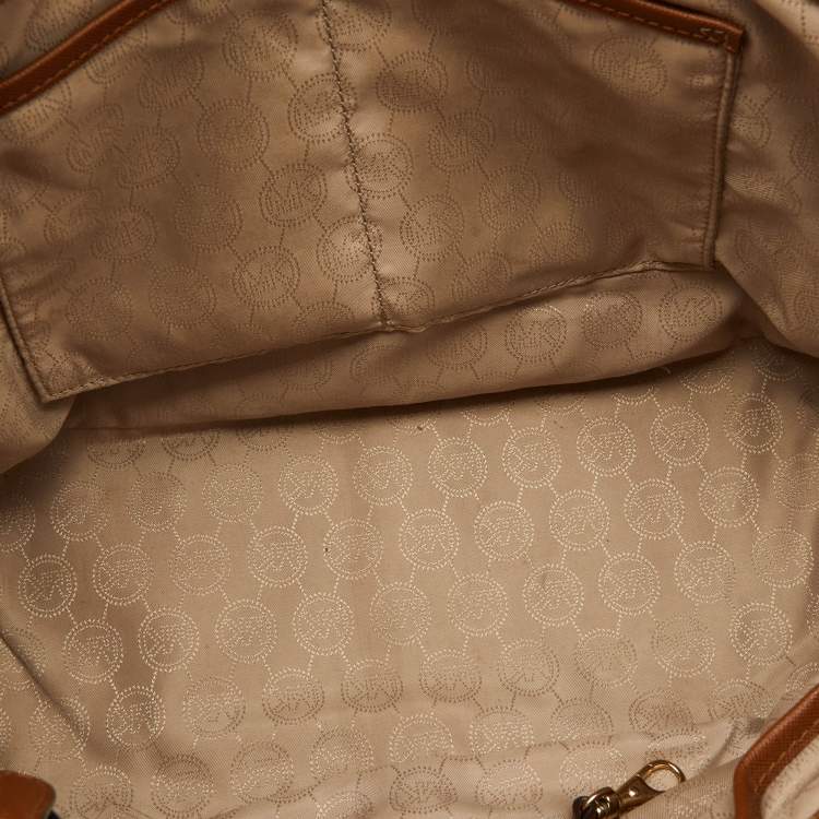 Pre Owned MICHAEL Michael Kors Brown Leather Medium Zip Jet Set Travel Tote