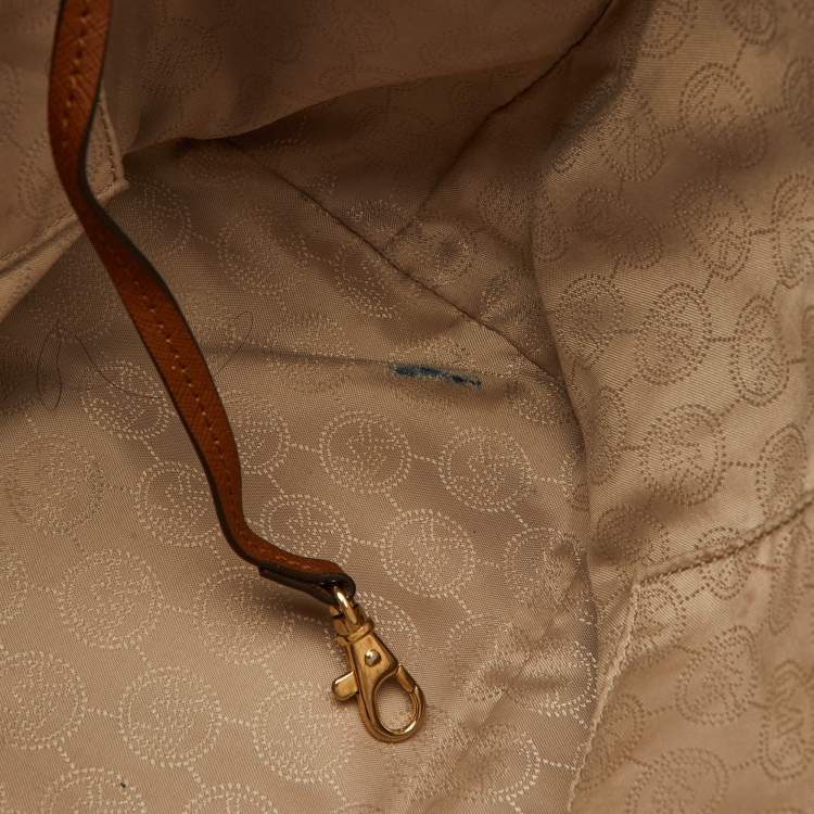 Pre Owned MICHAEL Michael Kors Brown Leather Medium Zip Jet Set Travel Tote