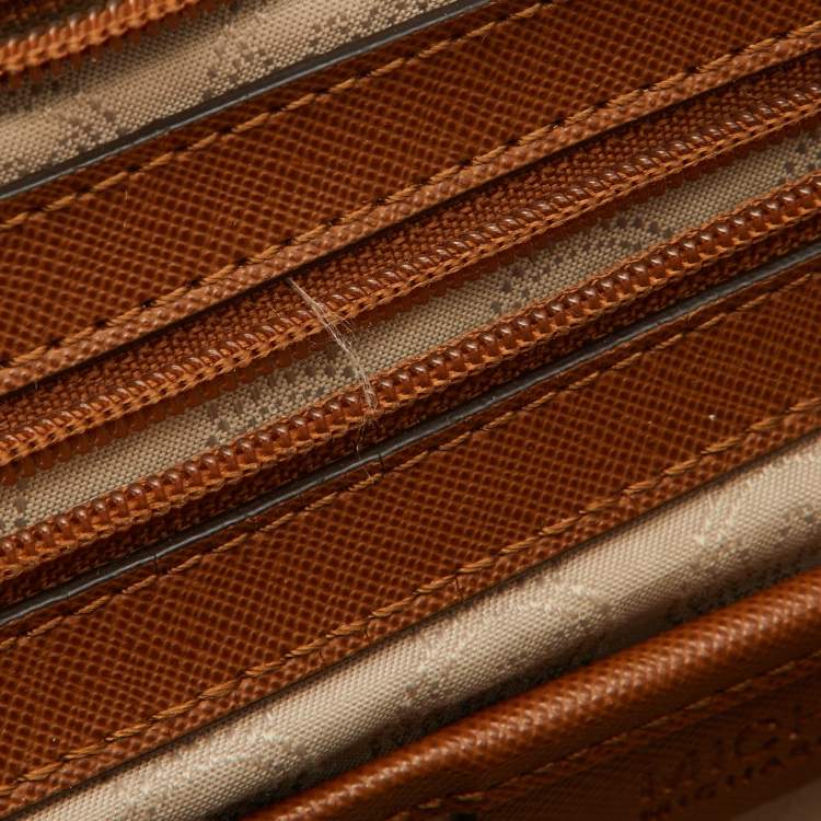 Pre Owned MICHAEL Michael Kors Brown Leather Medium Zip Jet Set Travel Tote