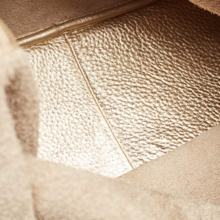Pre Owned Michael Michael Kors Gold Leather Shopper Tote