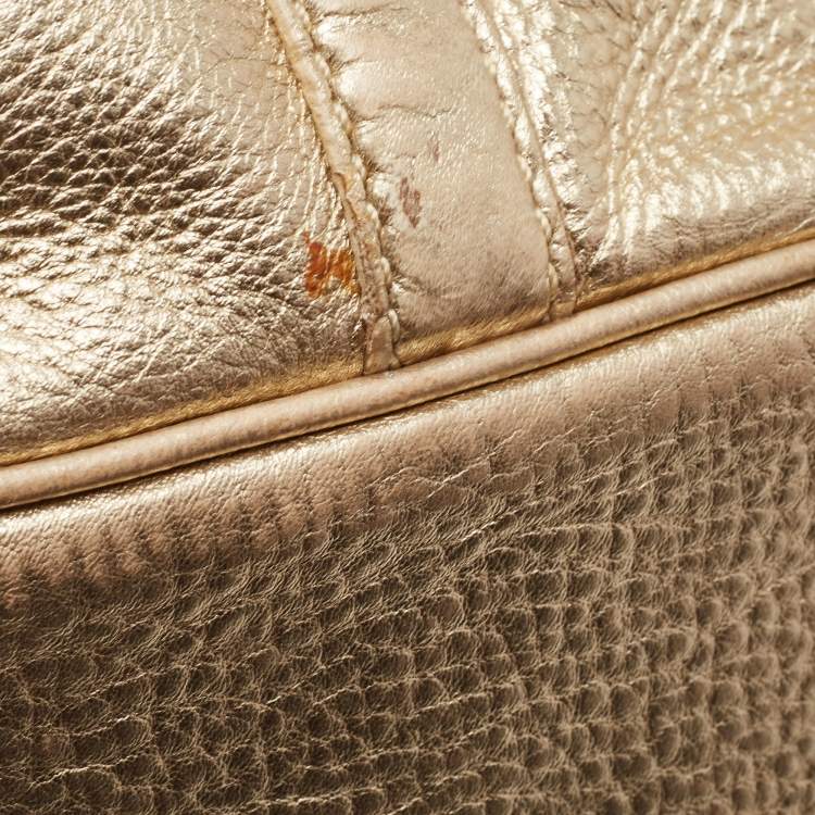 Pre Owned Michael Michael Kors Gold Leather Shopper Tote