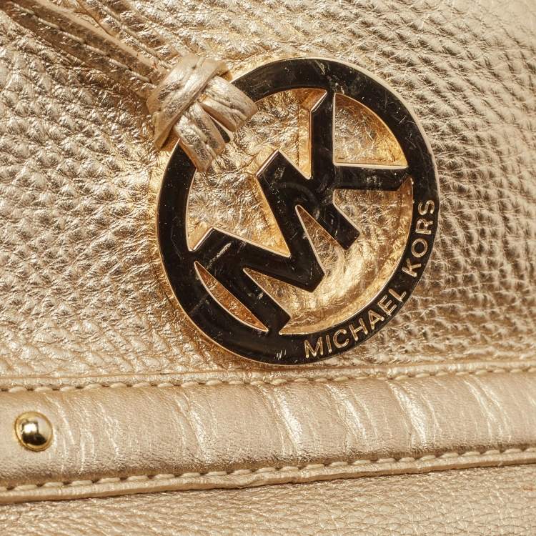 Pre Owned Michael Michael Kors Gold Leather Shopper Tote