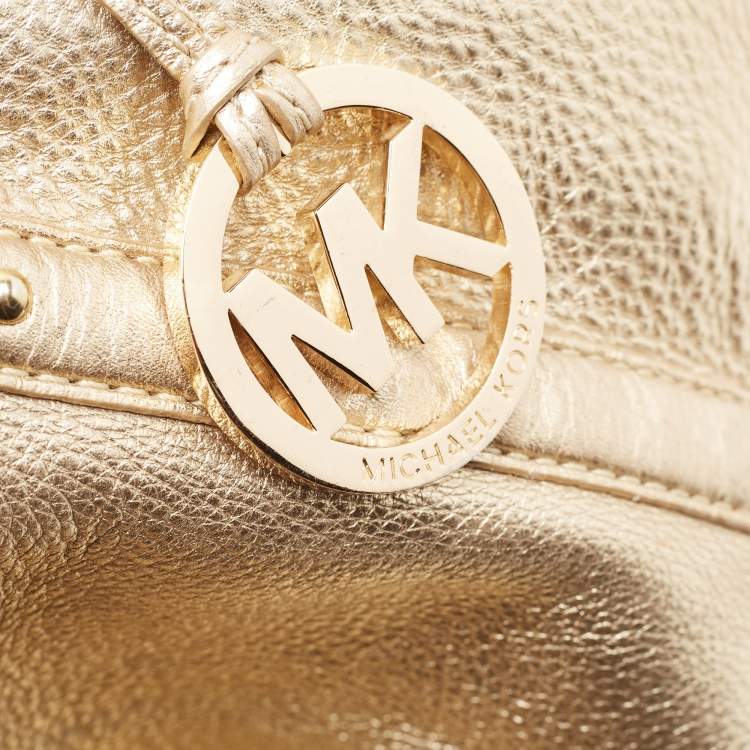 Pre Owned Michael Michael Kors Gold Leather Shopper Tote