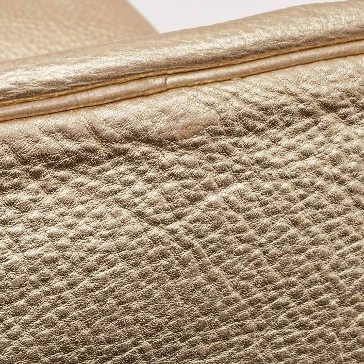 Pre Owned Michael Michael Kors Gold Leather Shopper Tote