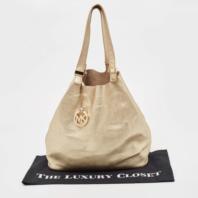 Pre Owned Michael Michael Kors Gold Leather Shopper Tote