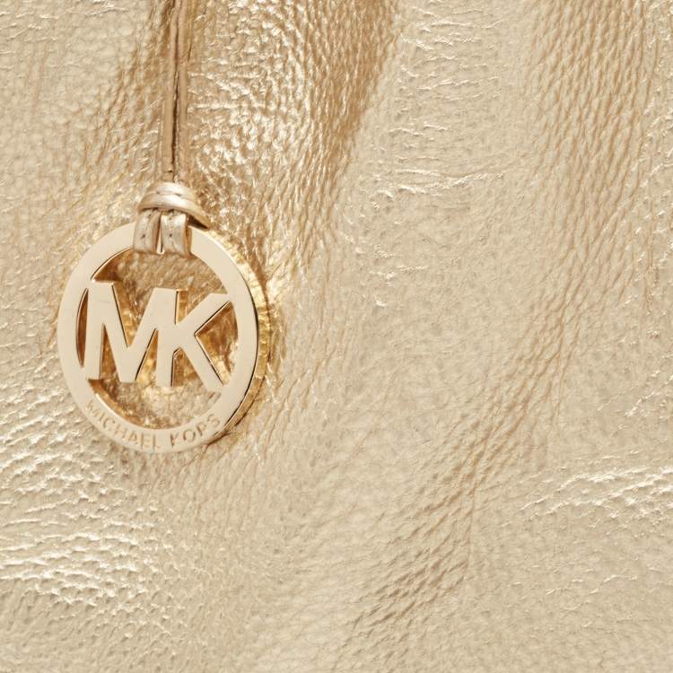 Pre Owned Michael Michael Kors Gold Leather Shopper Tote