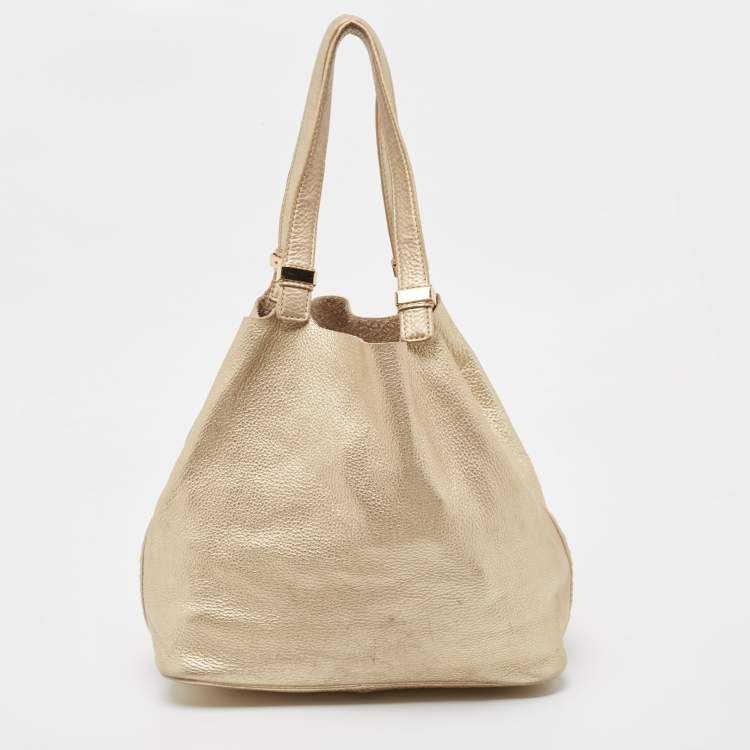 Pre Owned Michael Michael Kors Gold Leather Shopper Tote