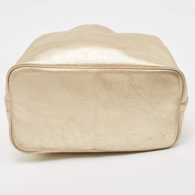 Pre Owned Michael Michael Kors Gold Leather Shopper Tote