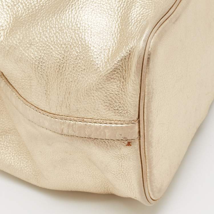Pre Owned Michael Michael Kors Gold Leather Shopper Tote