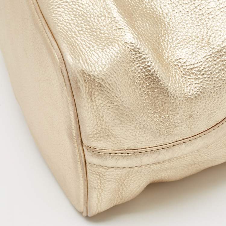 Pre Owned Michael Michael Kors Gold Leather Shopper Tote