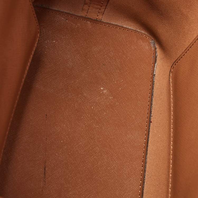 Pre Owned MICHAEL Michael Kors Brown Saffiano Leather Small Jet Set Travel Tote