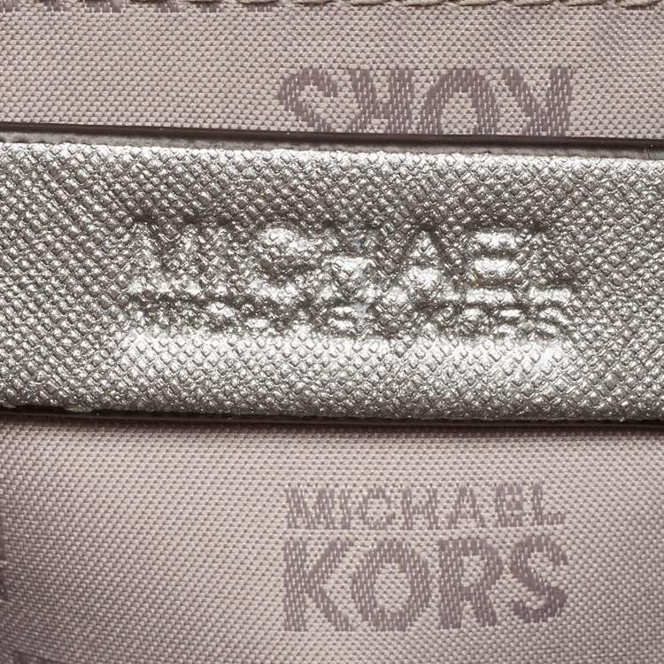 Pre Owned MICHAEL Michael Kors Silver Leather Large Ciara Satchel