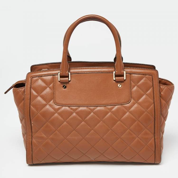 Pre Owned MICHAEL Michael Kors Brown Quilted Leather Selma Satchel