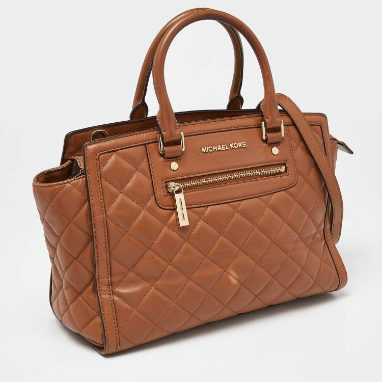 Pre Owned MICHAEL Michael Kors Brown Quilted Leather Selma Satchel
