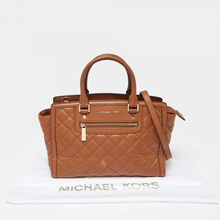 Pre Owned MICHAEL Michael Kors Brown Quilted Leather Selma Satchel