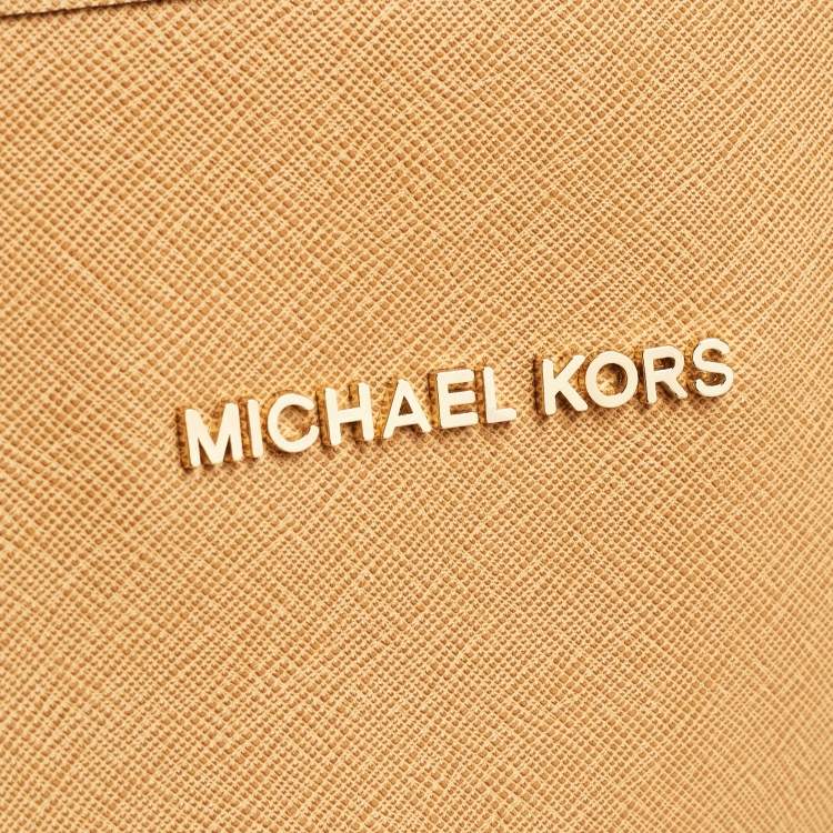Pre Owned MICHAEL Michael Kors Tan Leather Medium Jet Set Travel Tote