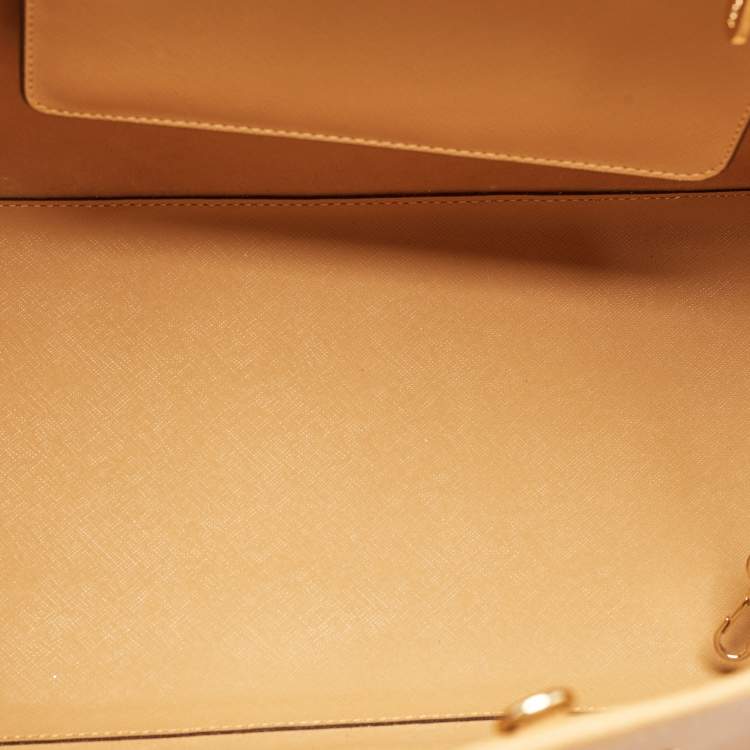 Pre Owned MICHAEL Michael Kors Tan Leather Medium Jet Set Travel Tote