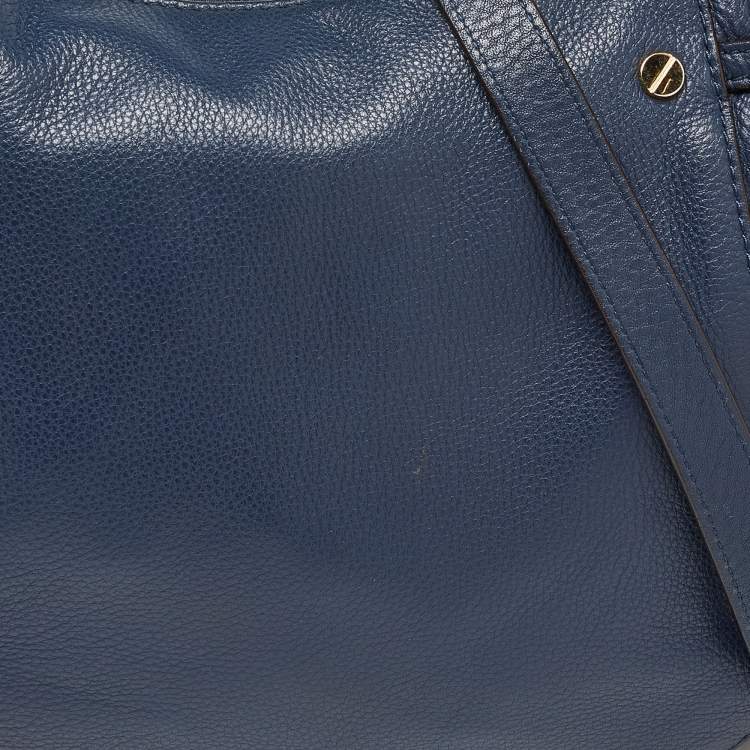 Pre Owned MICHAEL Michael Kors Dark Blue Leather Tassel Hobo