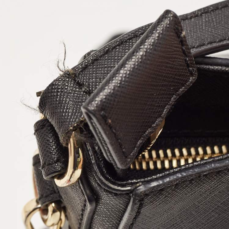 Pre Owned MICHAEL Michael Kors Black Leather Jet Set Messenger Bag