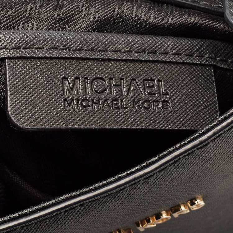 Pre Owned MICHAEL Michael Kors Black Leather Jet Set Messenger Bag