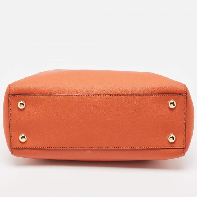 Pre Owned MICHAEL Michael Kors Orange Saffiano Leather Cynthia Tote