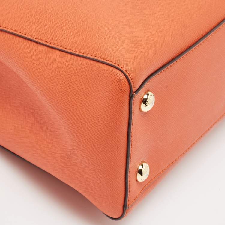 Pre Owned MICHAEL Michael Kors Orange Saffiano Leather Cynthia Tote