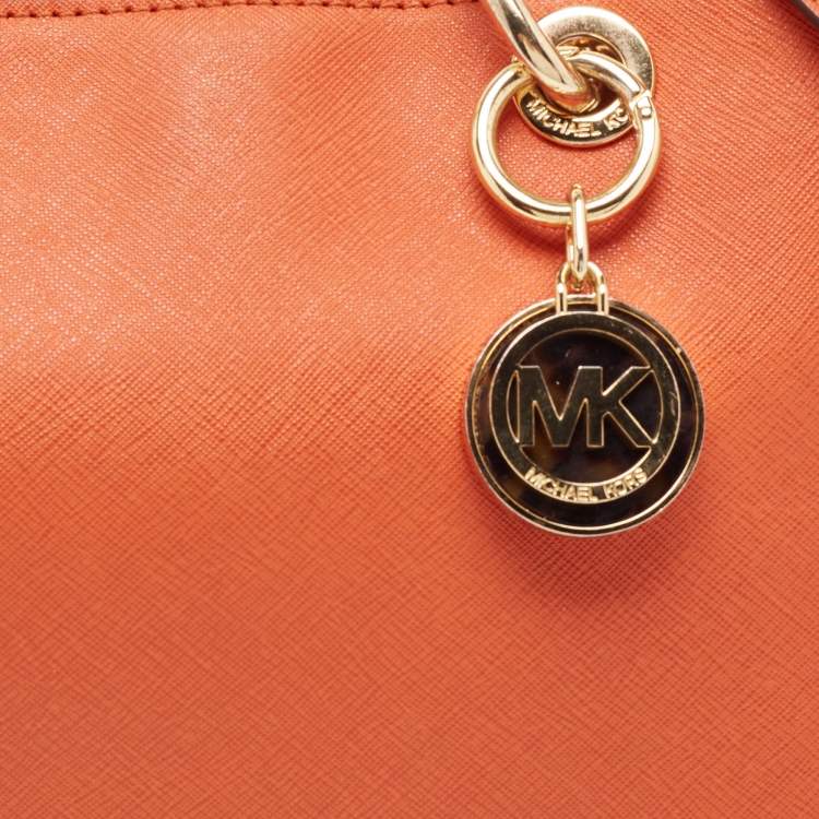 Pre Owned MICHAEL Michael Kors Orange Saffiano Leather Cynthia Tote