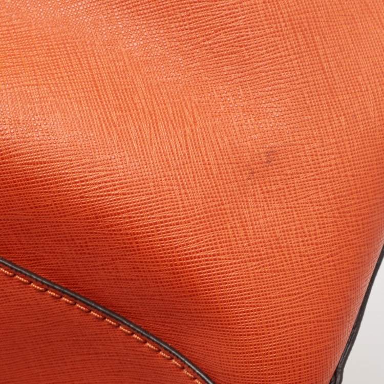 Pre Owned MICHAEL Michael Kors Orange Saffiano Leather Cynthia Tote
