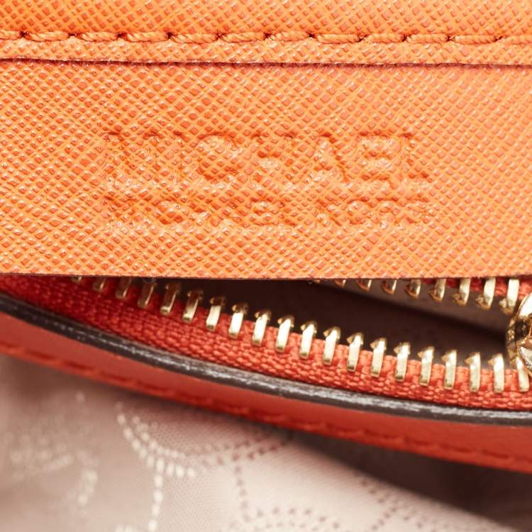 Pre Owned MICHAEL Michael Kors Orange Saffiano Leather Cynthia Tote