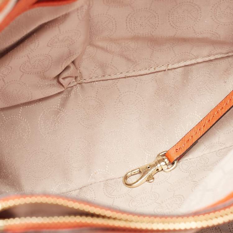 Pre Owned MICHAEL Michael Kors Orange Saffiano Leather Cynthia Tote