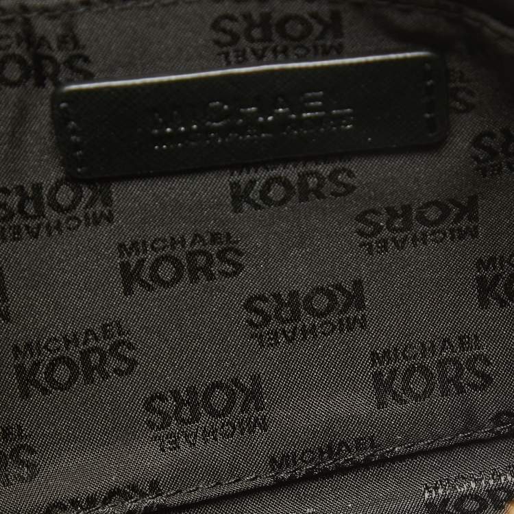 Pre Owned MICHAEL Michael Kors Black Leather Studded Logo Wristlet Pouch