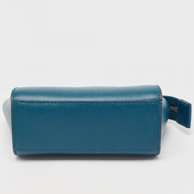 Pre Owned MICHAEL Michael Kors Blue Leather Mini Selma Crossbody Bag