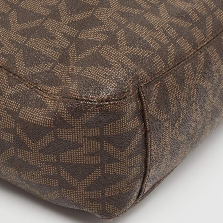 Pre Owned MICHAEL Michael Kors Brown Signature Coated Canvas Lilly Hobo
