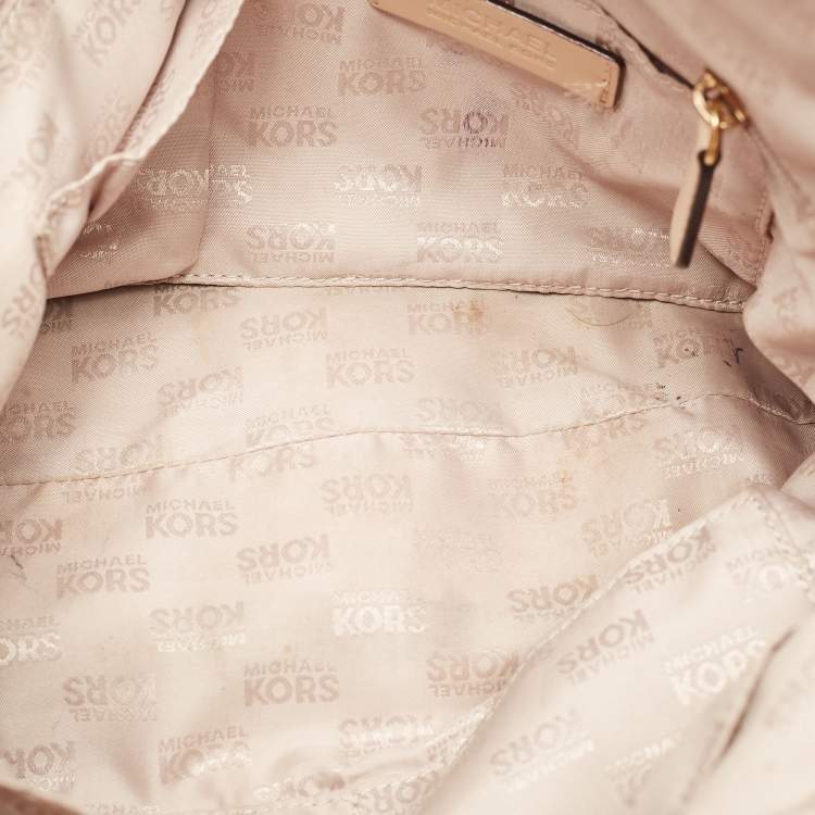 Pre Owned MICHAEL Michael Kors Brown Signature Coated Canvas Lilly Hobo