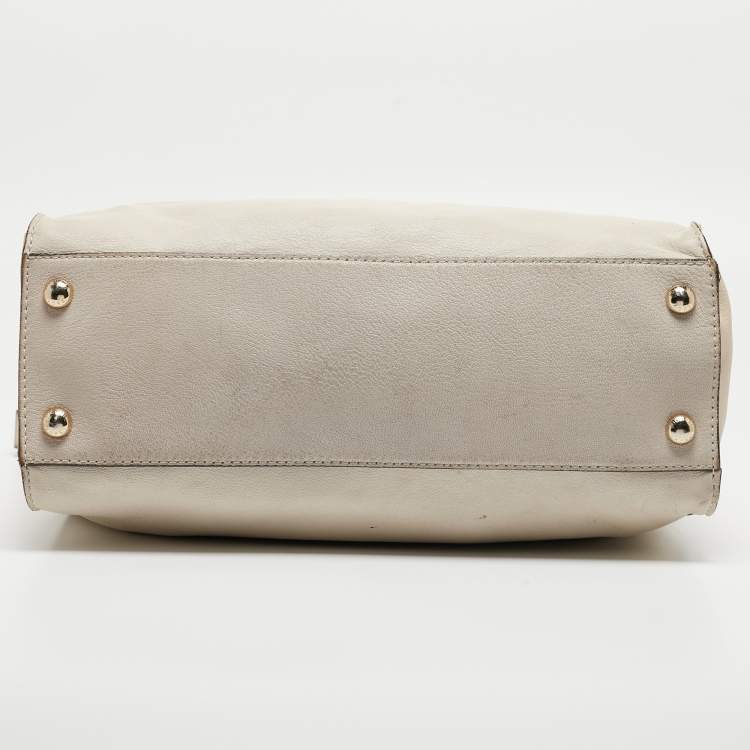 Pre Owned MICHAEL Michael Kors Light Beige Leather Large Hamilton North South Tote