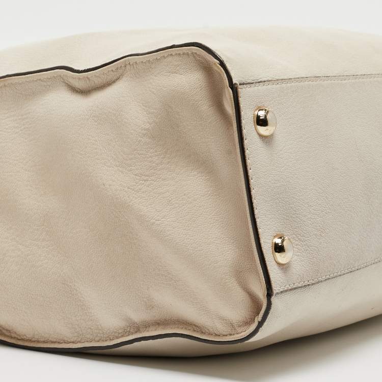 Pre Owned MICHAEL Michael Kors Light Beige Leather Large Hamilton North South Tote