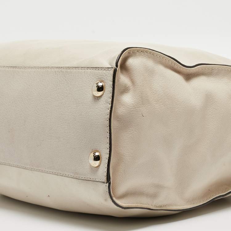Pre Owned MICHAEL Michael Kors Light Beige Leather Large Hamilton North South Tote