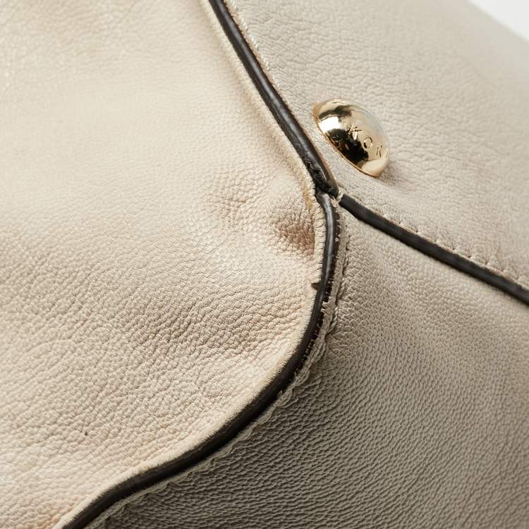 Pre Owned MICHAEL Michael Kors Light Beige Leather Large Hamilton North South Tote