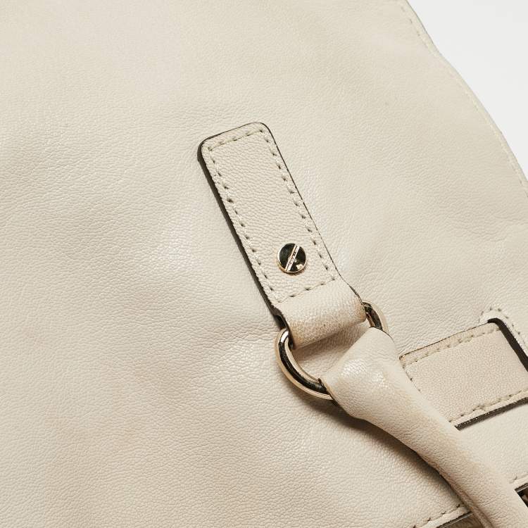 Pre Owned MICHAEL Michael Kors Light Beige Leather Large Hamilton North South Tote