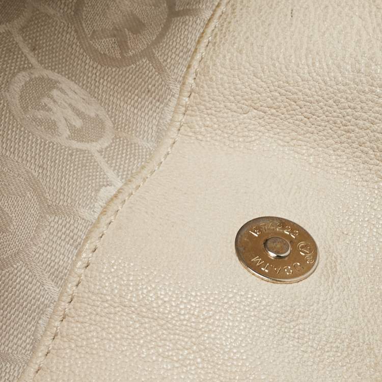 Pre Owned MICHAEL Michael Kors Light Beige Leather Large Hamilton North South Tote