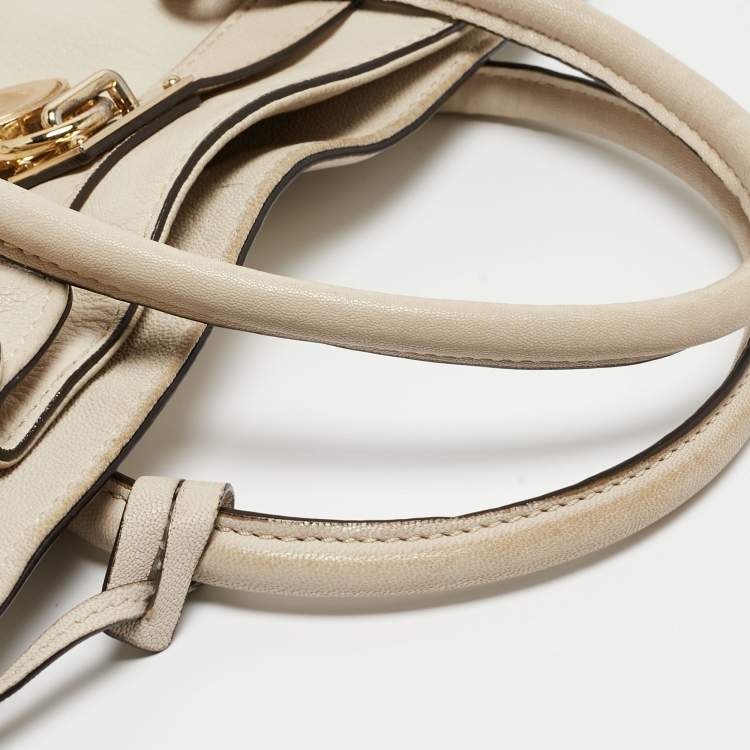 Pre Owned MICHAEL Michael Kors Light Beige Leather Large Hamilton North South Tote