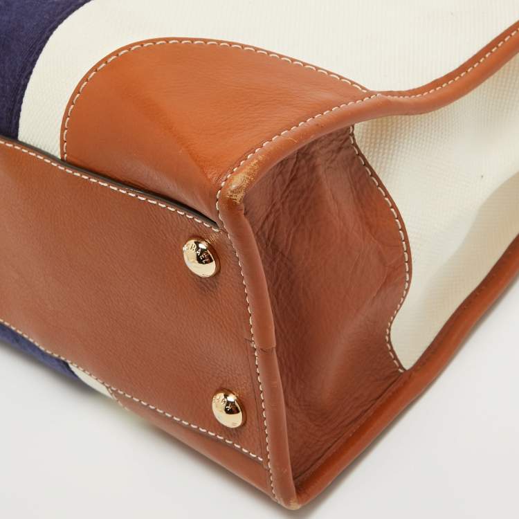 Pre Owned MICHAEL Michael Kors Tricolor Canvas and Leather Large Hamilton North South Tote
