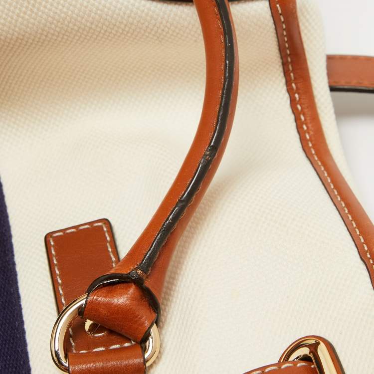 Pre Owned MICHAEL Michael Kors Tricolor Canvas and Leather Large Hamilton North South Tote