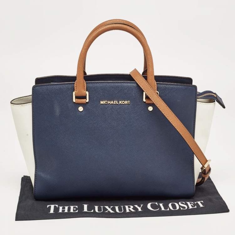 Pre Owned MICHAEL Michael Kors Tri Color Leather Medium Selma Satchel