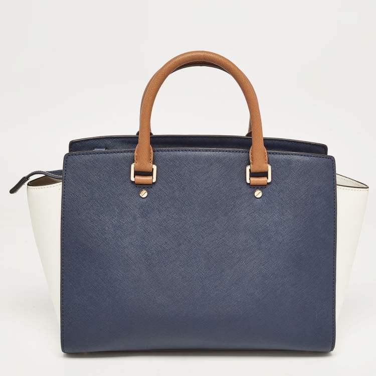Pre Owned MICHAEL Michael Kors Tri Color Leather Medium Selma Satchel