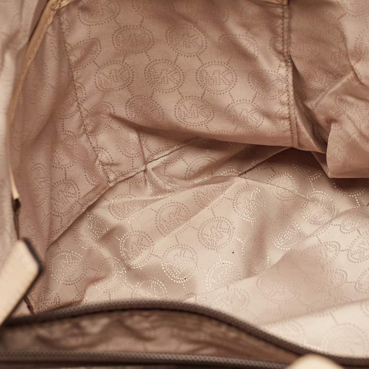 Pre Owned MICHAEL Michael Kors Dark Brown Signature Coated Canvas and Leather Jet Set Tote