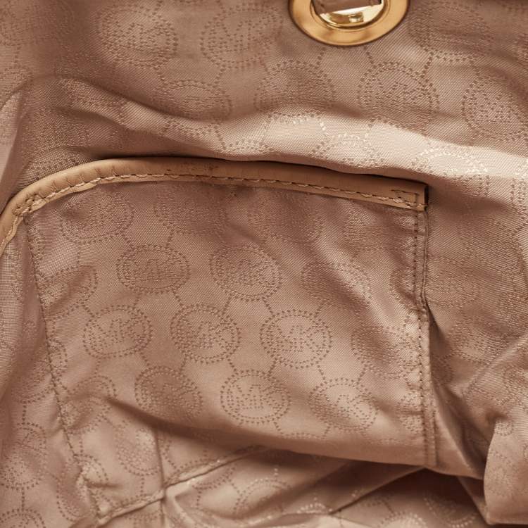 Pre Owned MICHAEL Michael Kors Dark Brown Signature Coated Canvas and Leather Jet Set Tote