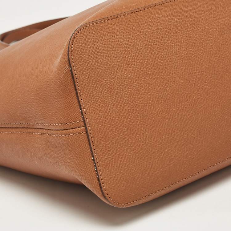 Pre Owned MICHAEL Michael Kors Brown Saffiano Leather Jet Set Travel Tote